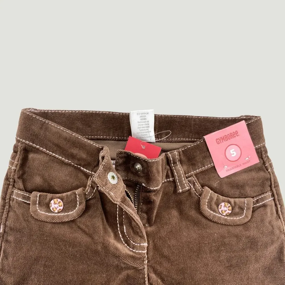 Gymboree Brown Corduroy Pants Girls Size 5 Adjustable Waist NWT